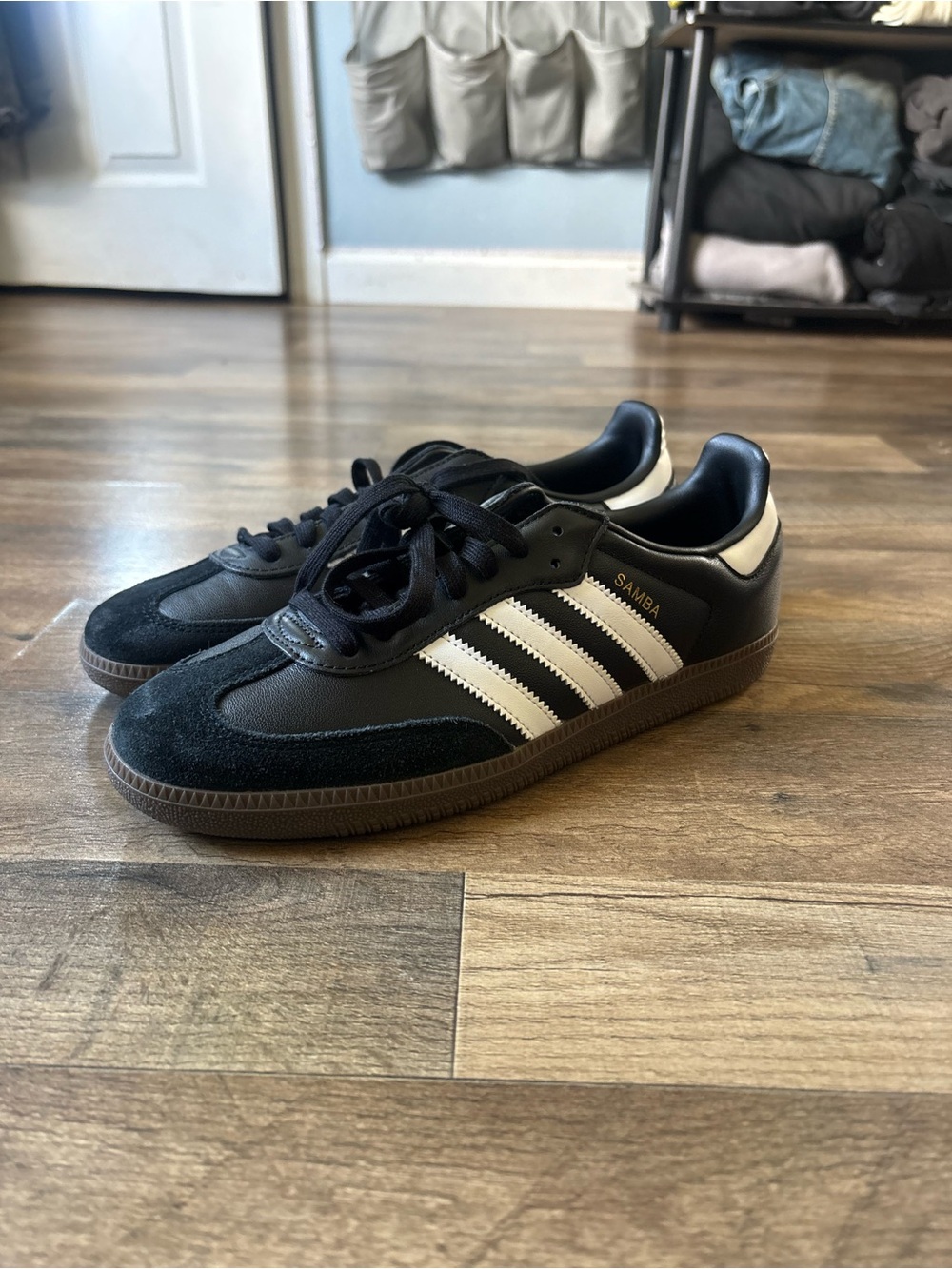 adidas Samba Black with White Stripes Men's Sneakers